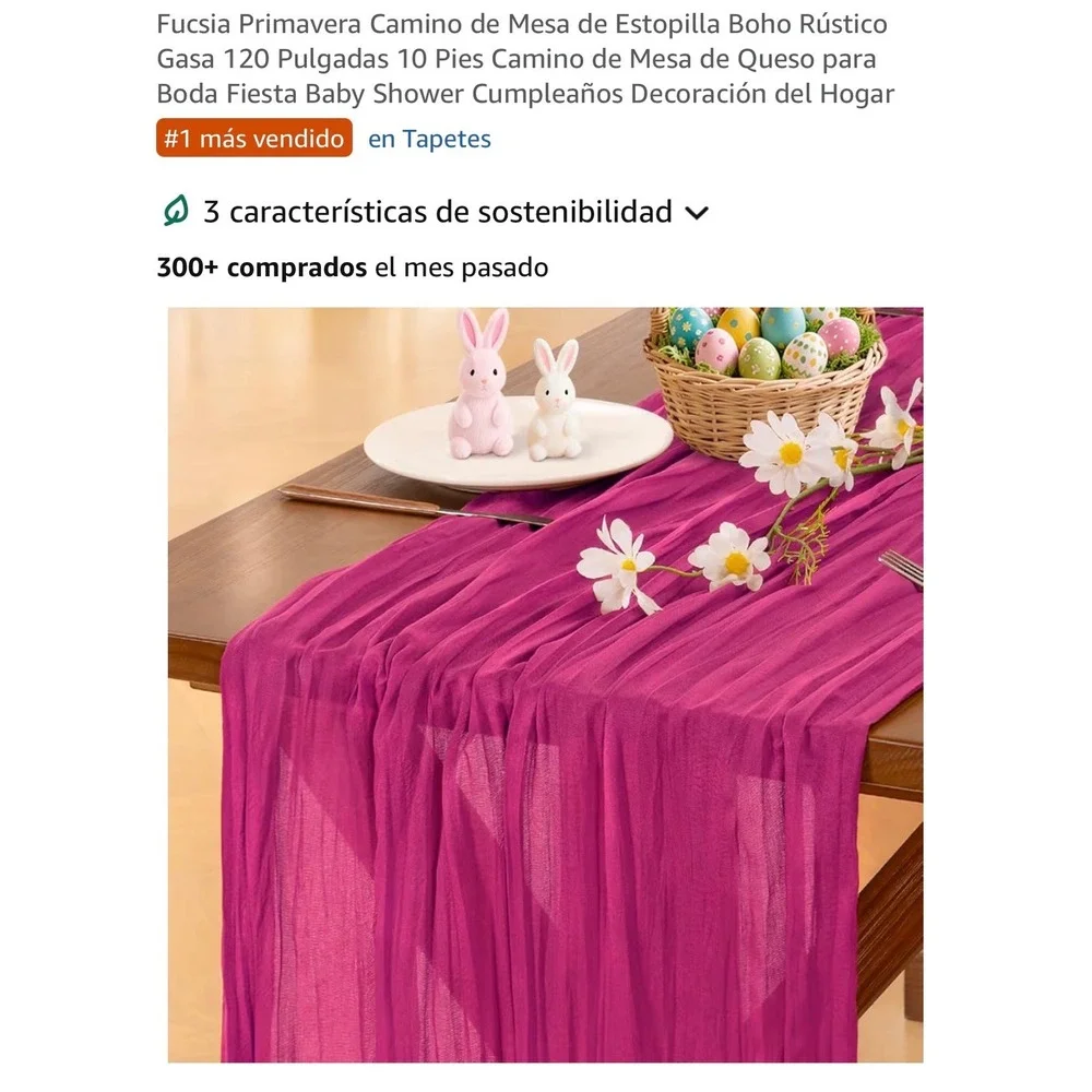 Socomi Fuschia Cheesecloth Table Runner 10ft Boho Gauze Wedding Decor‎ ZBZQ NEW